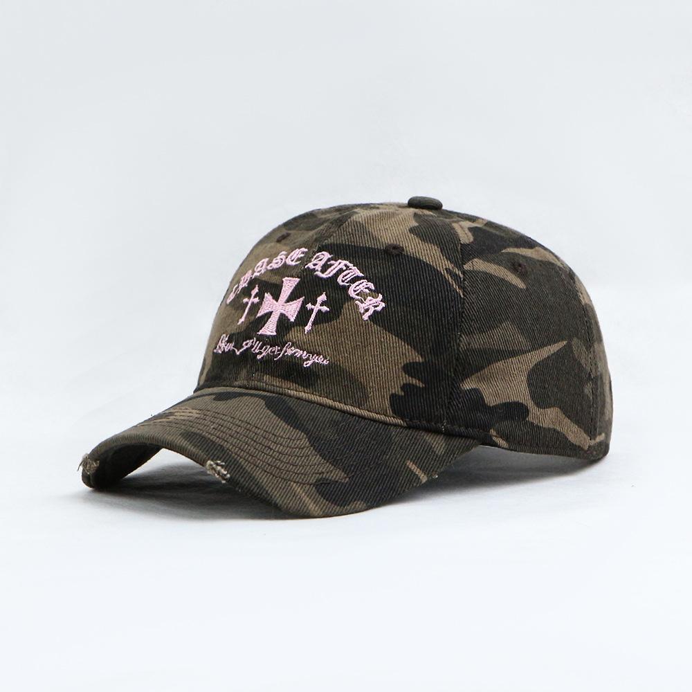 Retro Old Cross-Stitch Camouflage Baseball Cap For Men And Women Matching Face Small New Casual Soft Top Sun Baseball Cap