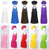 Kids Apron and Chef Hat Set Children's Adjustable Bib Apron Cute Boys Girls Kitchen Apron for Cooking Baking Painting Training Wear
