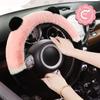 Мягкий плюшевый чехол на руль, зимний утеплитель, 38 см, чехол на руль автомобиля с медвежьими ушками, противоскользящий чехол на ручку, аксессуары для салона автомобиля