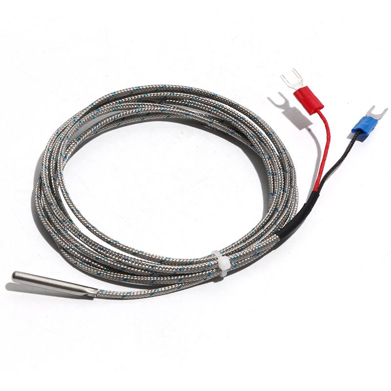 Датчик температуры термопары K-типа, 1 м, устойчивый к высоким температурам металлический экранированный провод, простой голый жирный датчик