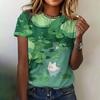 Women's Cat Print Summer Round Neck Short-sleeved Cartoon Blouse Loose Casual Clothing Loose Elegant Women's T-shirt