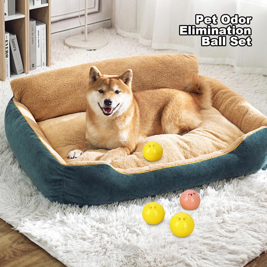 1ml Pet Balls Set (8-Pack) - Odor Eliminator Freshener For Dogs & Cats, Long-Lasting Lemon/Peach Scent For Pet Beds, Crates,