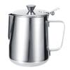 Stainless Steel Thicken Milk Frothing Cup Jug Coffee Pitcher Latte Art with Lid for Home Coffee