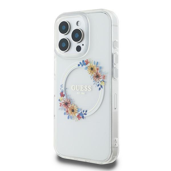 Etui do iPhone 16 Pro Guess Hardcase Flowers Wreath MagSafe