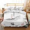 Пододеяльник с изображением природы и пейзажа, размер King/Queen, комплект постельного белья с рисунком китайской тушью, 2/3 предмета из полиэстера, пододеяльник