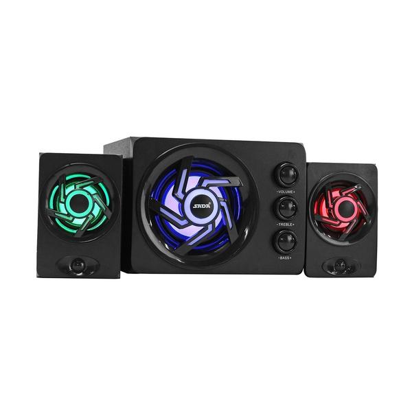 SADA Multimedia 2.1 Desktop Computer Speaker LED Light Heavy Bass Subwoofer Home Bluetooth Speaker USB Power Supply for PC Laptop Cellphone