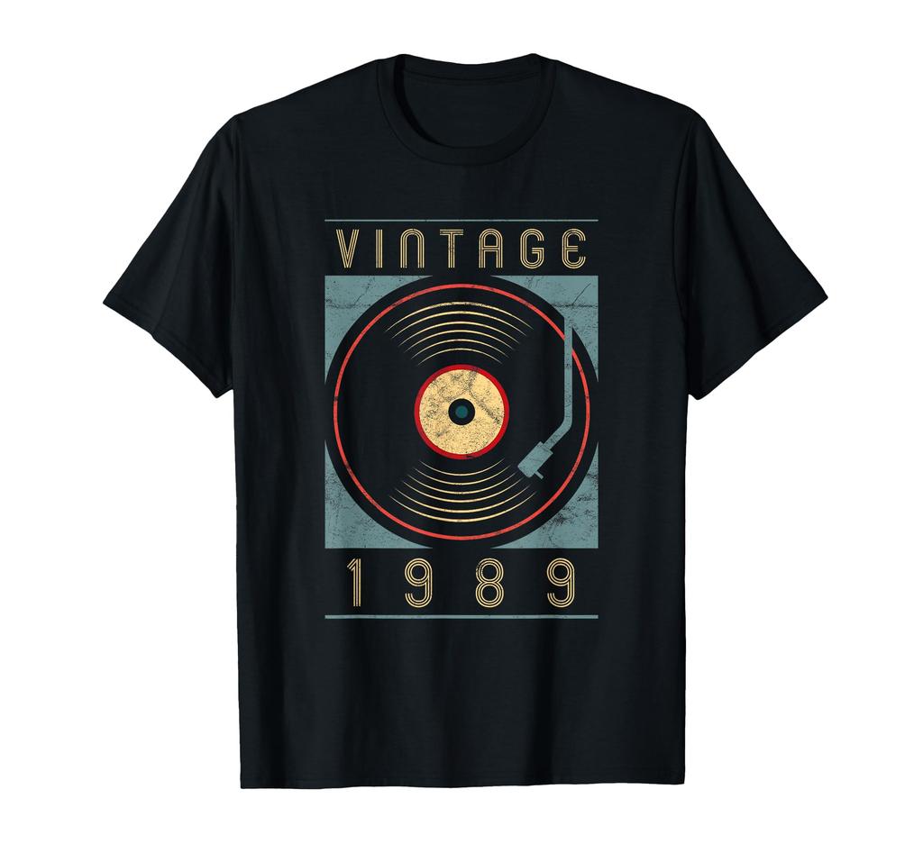 Custom Vintage 1989 Vinyl Turntable Retro DJ Birthday T-shirt
