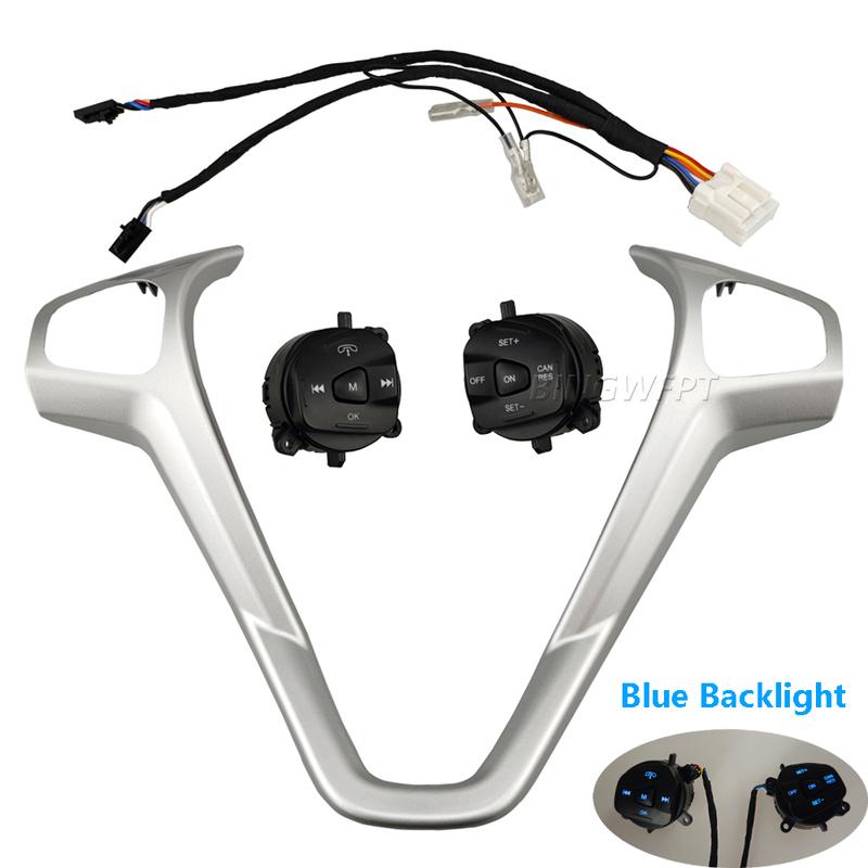 Multi-Function Steering Wheel Audio Cruise Control Switch Kit For Ford Fiesta MK7 MK8 Ecosport 2013-2015 Wth Backlight Button