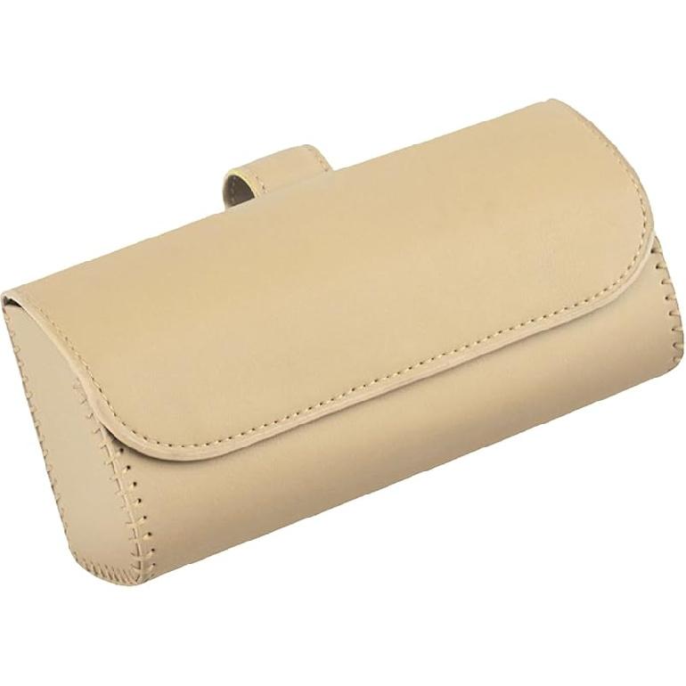 Sunglasses Holder For Car Sun Visor, Leather Auto Eyeglasses Organizer Box With Hidden Magnetic Closure, Vehicle Glasses Case Clip Holder, Car