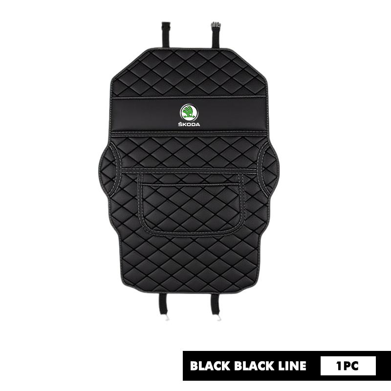 LOLL4 Leather Car Anti-Kick Mats Seat Back Protector Cover Anti-Dirty Storage Bag For Skoda octavia a5 a4 mk1 2 fabia superb rapid mk3