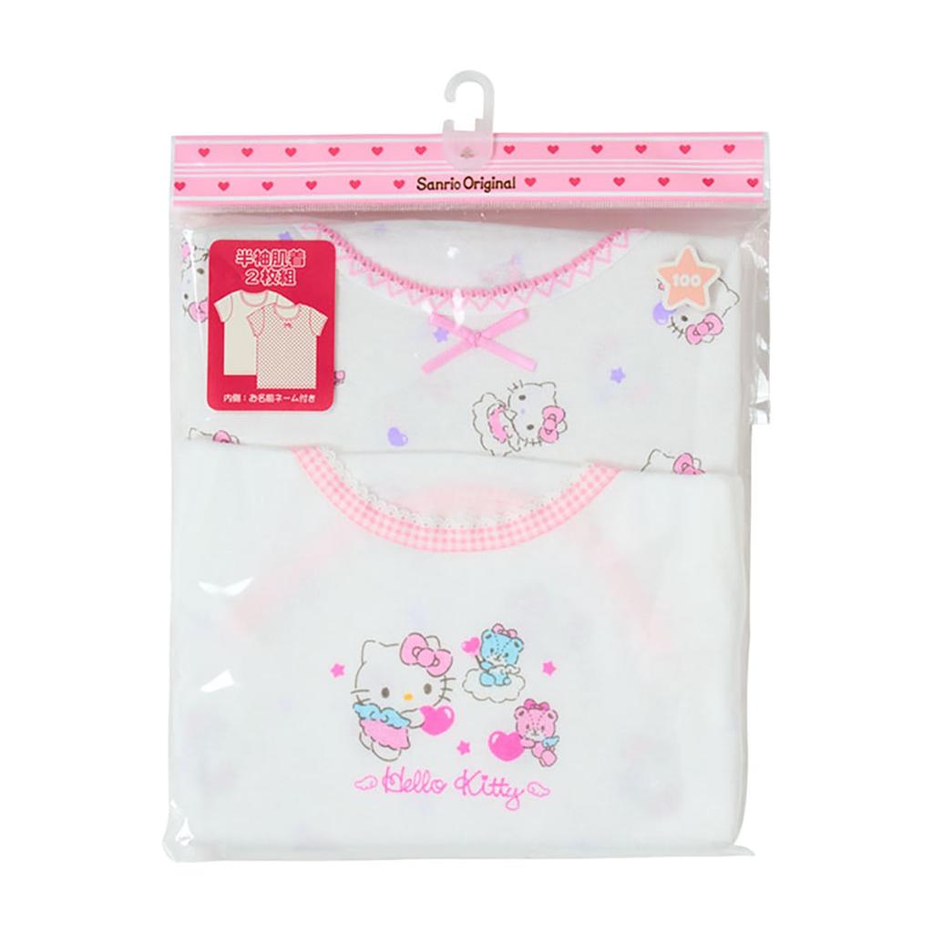 Набор Hello для возраста 25 месяцев и с этикеткой для имени на 147842 [Sanrio] Детское нижнее белье с коротким рукавом, 2, Китти, 90 см, 100% хлопок, вверх, внутри,