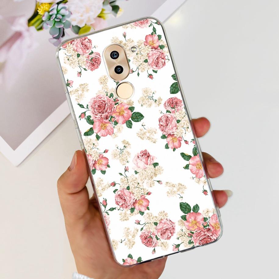 For Honor 6X Case BLN-AL10 BLL-L22 BLN-L21 Cover Fashion Flower Clear Silicone Soft Funda For Huawei Mate 9 Lite GR5 2017 Bumper