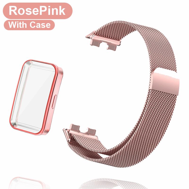 Metal Strap For Huawei Band 8 Bracelet With Protector Case Screen Soft TPU Replacement Milanese Magnetic Loop Huawei Watchband