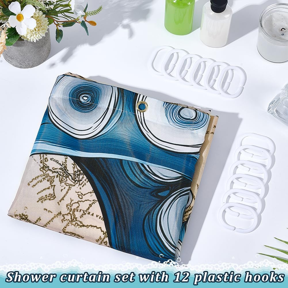 Винтажная морская шторка для душа с осьминогом, Забавные водонепроницаемые шторки для душа с океанским кракеном, 72x72 дюйма Якорь Прибрежная карта для душа