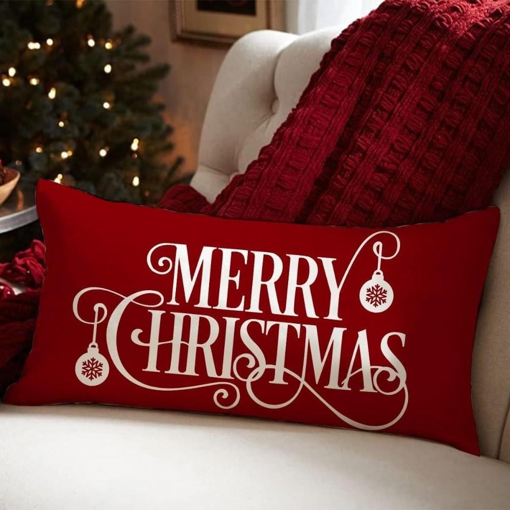 Rectangle Christmas Pillow Cover Linen Cloth Decorative Pillow Cover Christmas Decor