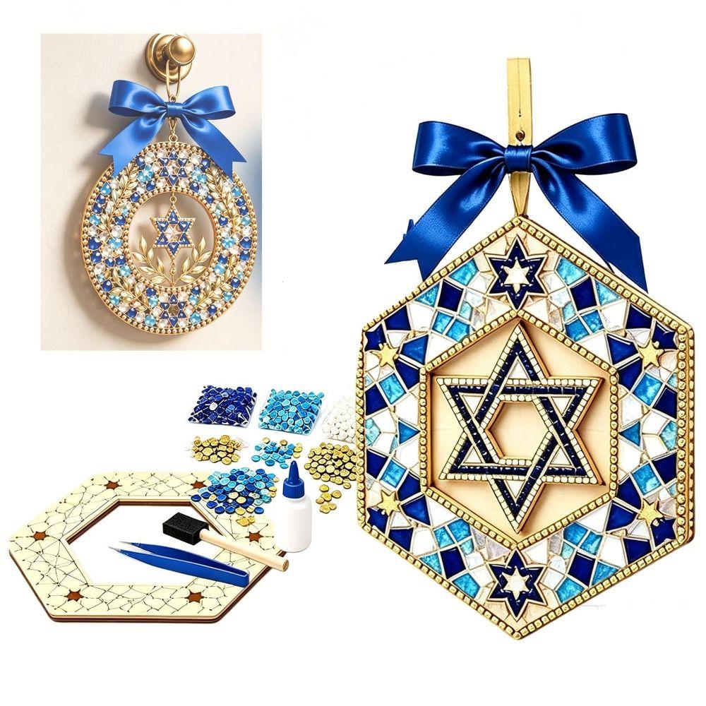 Star of David DIY Wreath Craft Set Mosaic Tiles Menorah Wreath Star of David Wreath Mosaic Art Kit