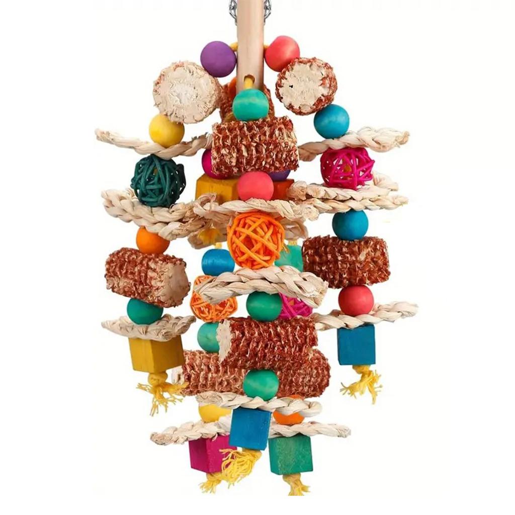 Parrot Toys Natural Corn Wood Parrot Bird Toys Love Bird Cage Funny Training Bird Toys Bite Resistant Bird Tearing Toy