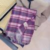 2024 Luxury Korean-Style Women's Wool Plaid Scarf - Warm, All-Season Shawl