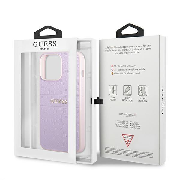 Guess Guhcp13Lpsasbpu Iphone 13 Pro / 136,1 Fioletowy/Purple Saffiano Hot Stamp & Metal Logo