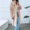 2024 Autumn/Winter European & American Loose Solid Plush Pocket Long Coat