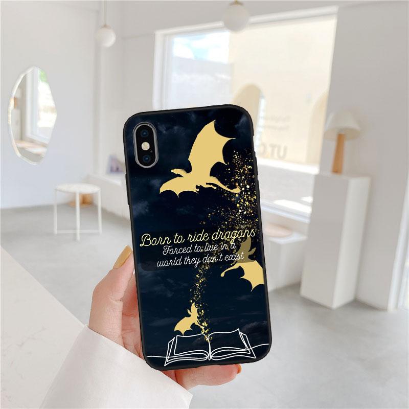 CJ56 Fourth wing dragons Soft Shell Phone Case for iPhone 16 15 14 13 12 Pro Max Plus Mini