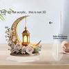 Acrylic Moon Castle Ornament 2D Flat Crescent Moon Mosque Palace Table