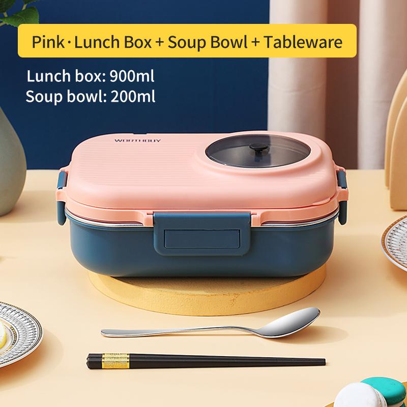 Four Compartmentalized Plastic Portable Lunch Box