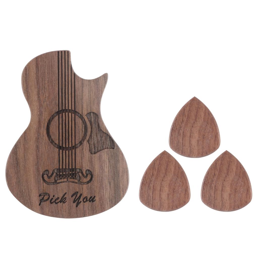Wood Guitar Pick Storage Box Container Portable Guitar Pick Box Holder Rotating Open Guitar Pick Collector Birthday Gift