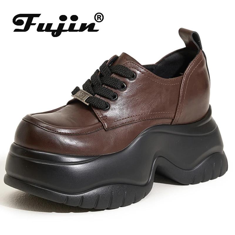 Fujin 9 см микрофибра кожа весенняя женская повседневная обувь женская модная осенняя обувь массивные кроссовки платформа танкетка скейтбординг