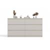 ASTER - Commode large chambre salon bureau beige - 6 tiroirs - 138x40x75cm - 6 tiroirs - Style scandinave