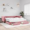VidaXL Daybed with Trundle and Drawers Pink 100x200 Cm Velvet 3196773