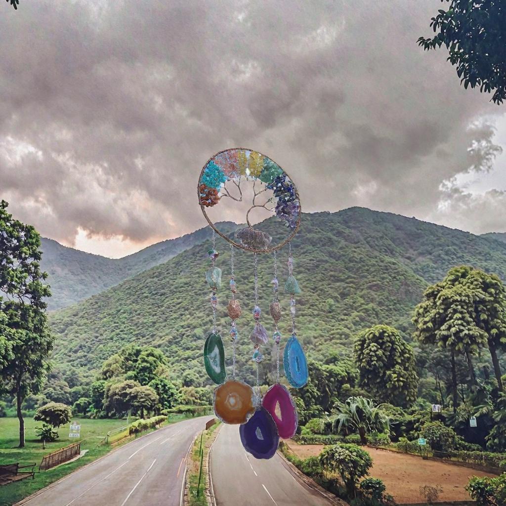 Hot Selling Folk Art Natural Crystal Wind Sun Catcher Moon Chime Pendant Christmas Ornament