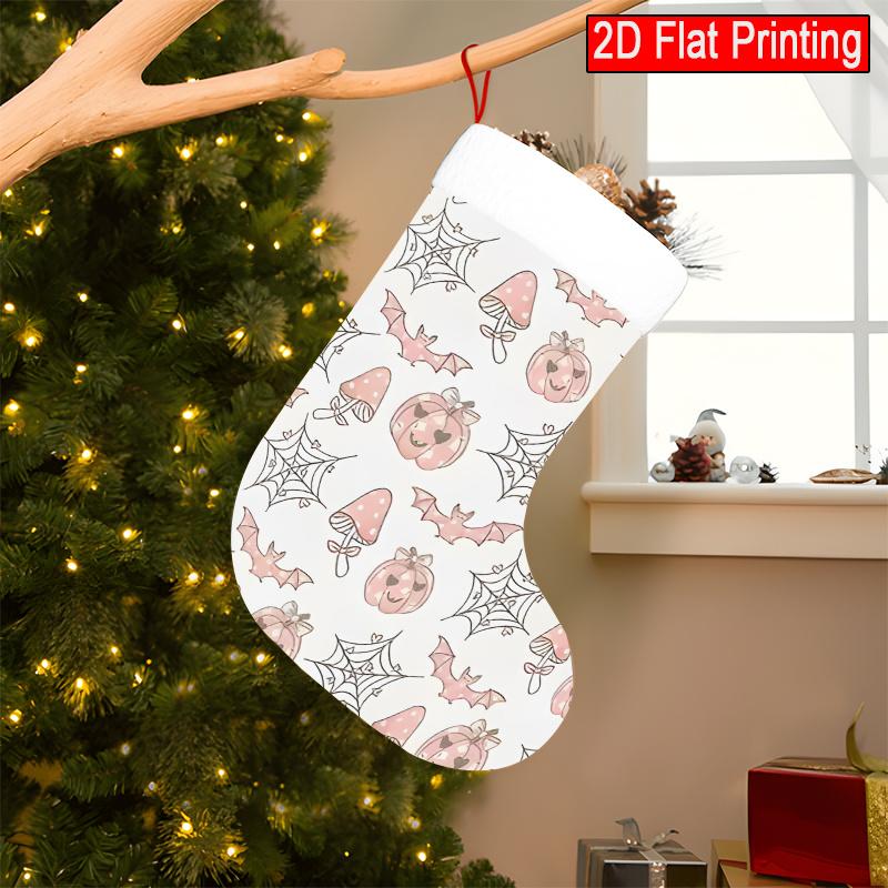 Christmas decoration fireplace hanging stocking 1pc Cute Pink Halloween Pumpkin & Bat Socks-pattern Christmas