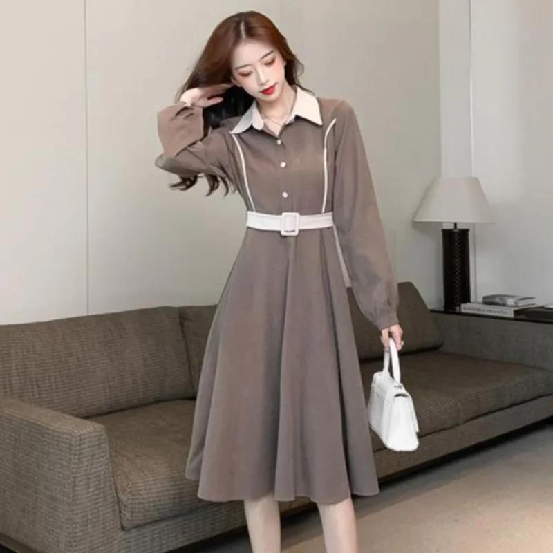 2024 Women's Autumn/Winter Shirt Dress: Thickened Light Luxury Design with Coat and Mid-Length Skirt