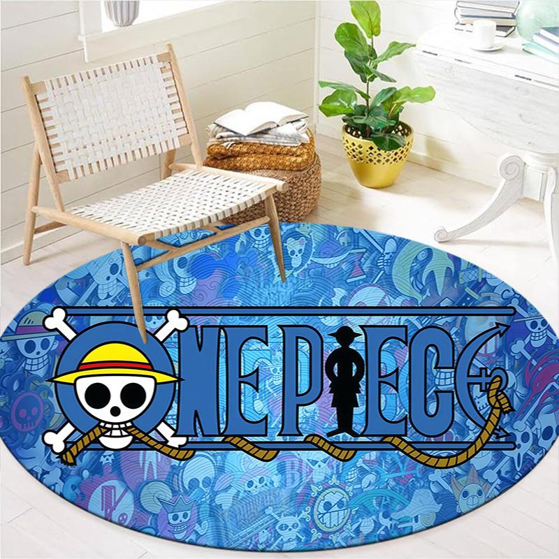 One Piece Straw Hat Pirates Round Area Rug Carpet Rug For Living Room Bedroom Sofa Playroom Decor Nonslip Floor Mat