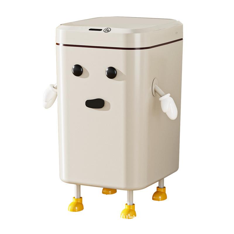 Home New Smart Sensor Trash Can: High-Appearance, Large Cartoon Storage for Living Room/Bedroom/Kitchen/Bathroom