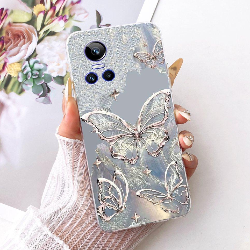 Luxury Flower Butterfly Bow Pattern Casing For Realme GT Neo 3 150W Neo 5 240E GT3 Back Cover Clear Soft Silicone Phone Case