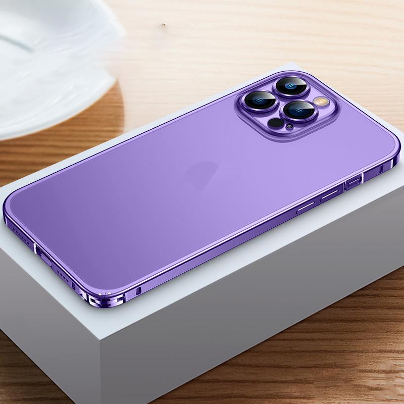 Магнитный чехол для телефона из авиационного алюминиевого сплава для iPhone 14 13 12 Pro Max с металлическим каркасом, матовый полупрозрачный чехол с пряжкой бегемота