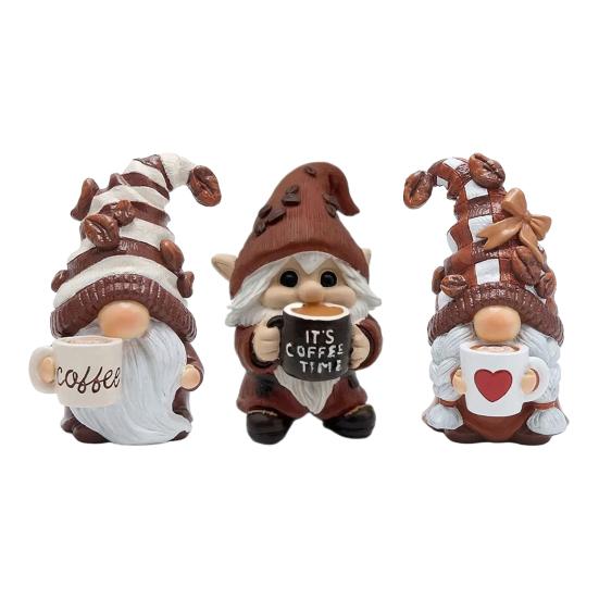 Фигурка Гнома, Пьющего Кофе, Держащего Кружку Кофе, Статуэтка Гнома, Ручная Работа, Скульптура Гнома из Смолы, Кофе
