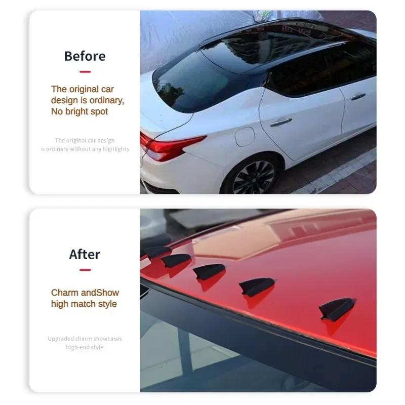 6 шт., защита от УФ-излучения и защита от непогоды, 6 шт., черная крыша автомобиля EVO-Style PP, спойлер, крыло, генератор вихрей, антенна «Акула»