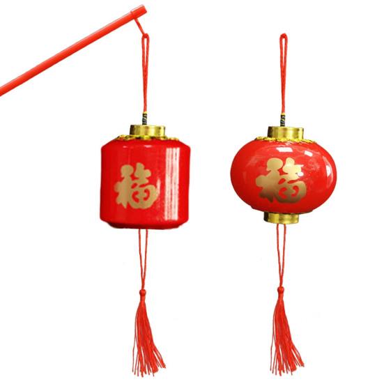 Traditional Chinese New Year Lantern Fu Character Print Spring Festival Lantern with Tassel Holiday Decoration