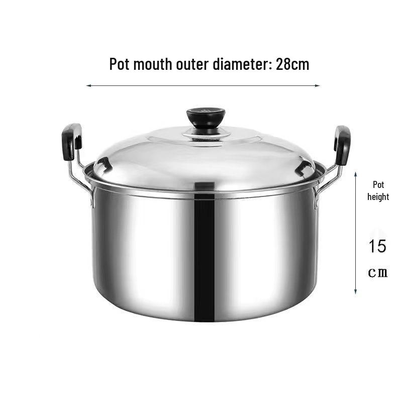 Кастрюля из нержавеющей стали большой вместимости для супа и лапши с крышкой для индукционных и газовых плит