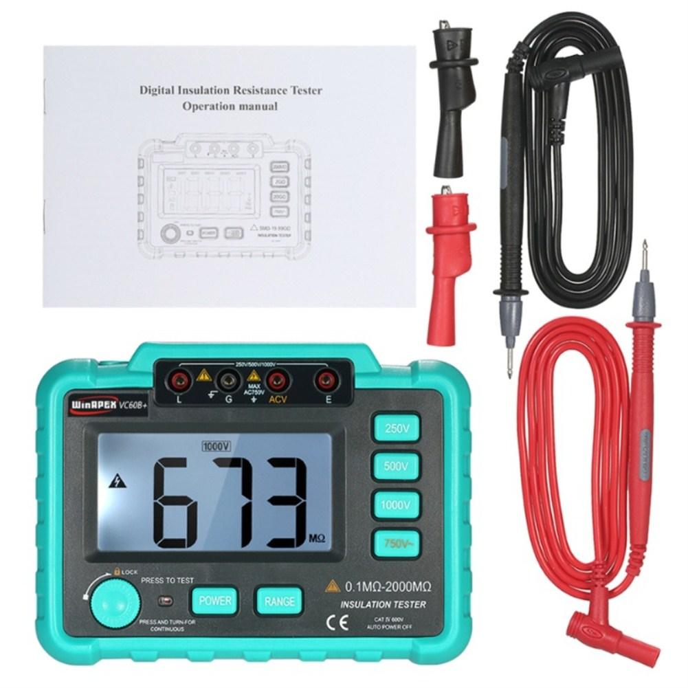 VC60B+ 1000V Digital Auto Range Insulation Resistance Meter Tester Megohmmeter High Voltage LED Indication 1999 Counts