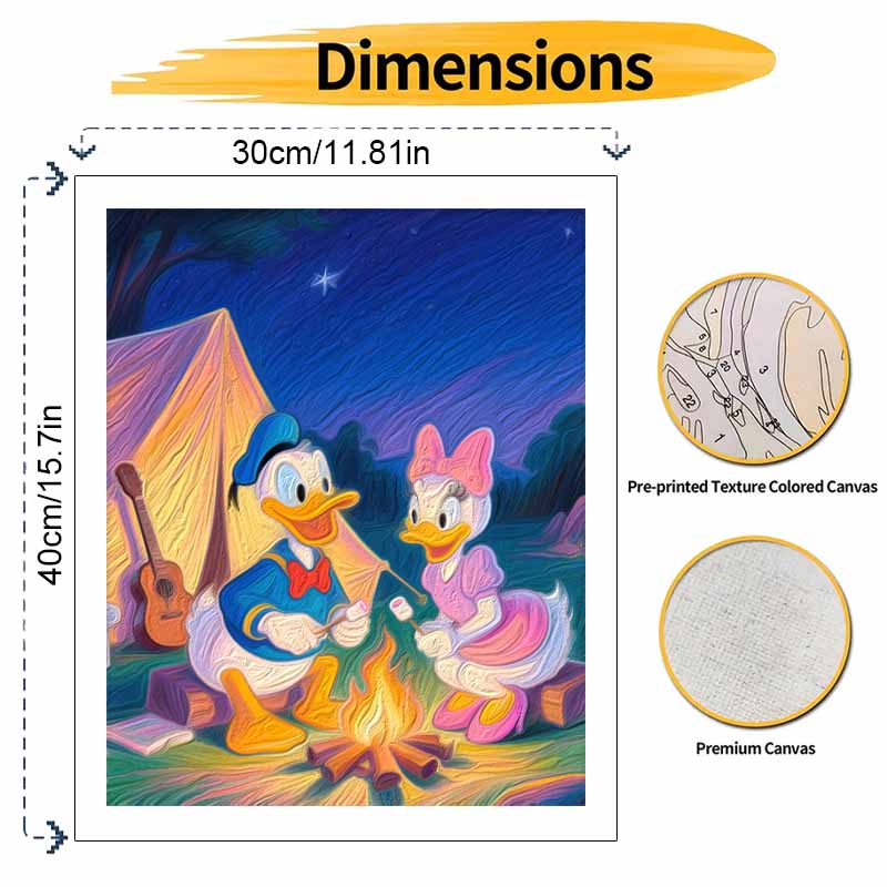 Disney Дональд Дак и Дейзи Дак ночная кемпинговая ночь масляная живопись по номерам набор для рисования ручная работа DIY домашний декор подарок
