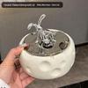 Высококачественная керамическая пепельница с крышкой: Стильный дизайн, защищающий от мух, для дома и коммерческого использования