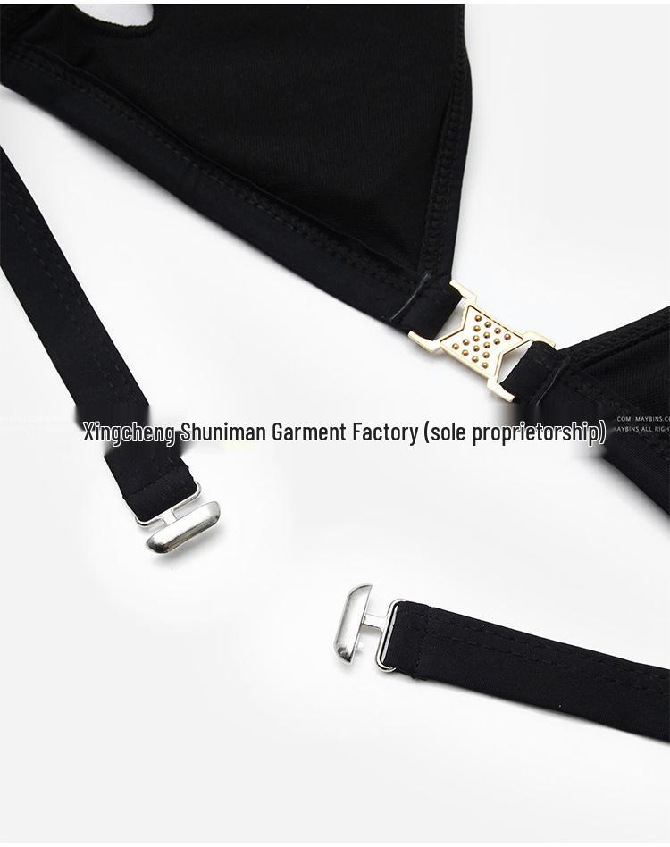 European & American Sexy Strappy Split Swimsuit: Low Waist Tummy Control Push-Up Bikini for Small Chests, Perfect for Beach Vacations.