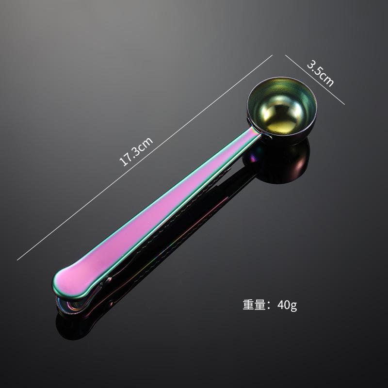 Зажим для кофейной ложки из нержавеющей стали 430, многоцелевой зажим для запечатывания пакетов, титановое покрытие PVD, розовое золото, черный цвет