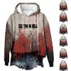 Women's Casual Fashion Wine Turkey Family Print Long Sleeve O-Neck Pullover Hoodies