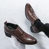 New Fashion Men's Pointed Black Brown Height Increasing Formal Shoes Male Wedding Prom Homecoming Flats Sapato Social Masculino
