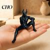 Egyptian Underworld Patron Saint Decor 3D Printed Anubis Statue, Mythology Collectible Home Decor, High Detail Dark Glossy Black Model Jackal